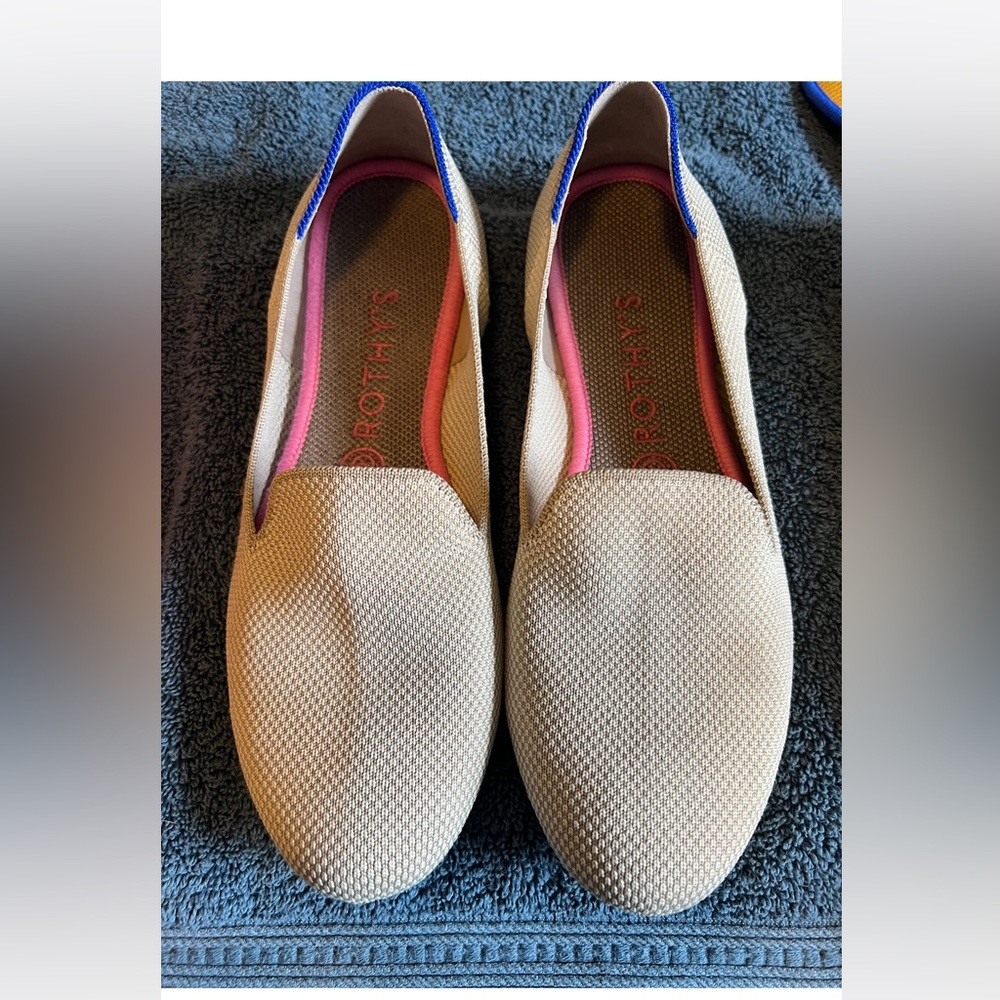 Beige Rothy’s loafers! Great condition. Have been washed.